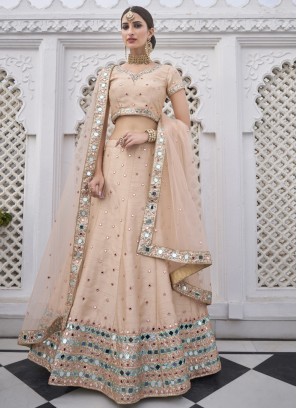 Silk Trendy Lehenga Choli in Peach