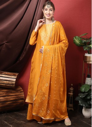 Silk Trendy Salwar Kameez in Orange