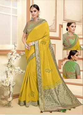 Silk Trendy Saree in Mustard