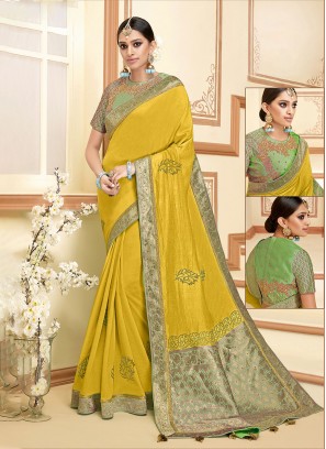 Silk Trendy Saree in Mustard