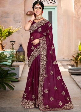 Silk Trendy Saree in Purple