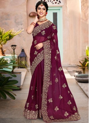 Silk Trendy Saree in Purple