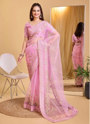 Silk Trendy Saree in Rose Pink