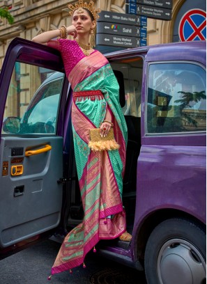 Silk Trendy Saree in Sea Green