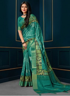 Silk Turquoise Trendy Saree