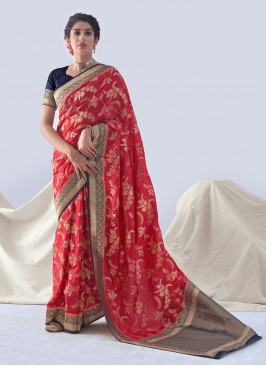 Silk Weaving Classic Saree in Red
