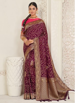 Silk Weaving Purple Classic Saree