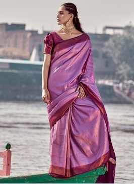 Silk Weaving Saree in Magenta