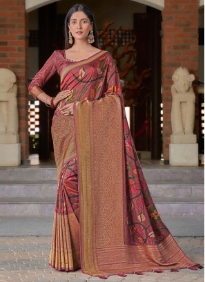 Silk Weaving Saree in Maroon