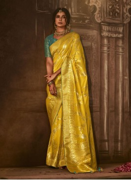 Silk Weaving Yellow Saree