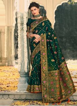 Silk Woven Green Designer Saree
