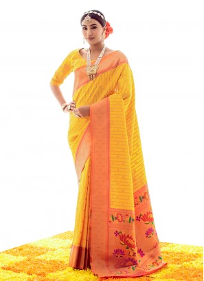 Silk Yellow Classic Saree