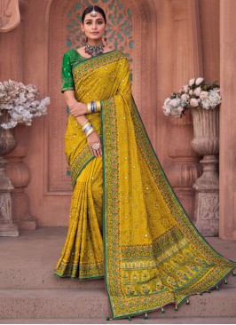 Silk Yellow Resham Saree