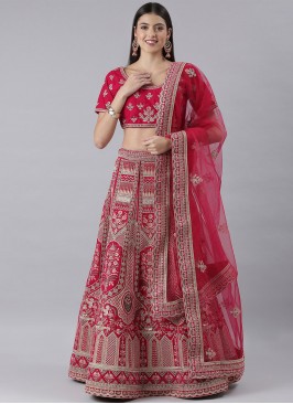 Silk Zari Lehenga Choli in Pink