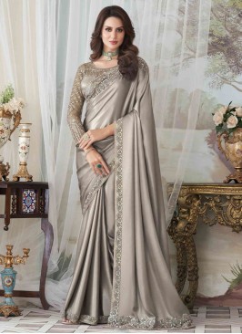 Silver Border Silk Contemporary Saree