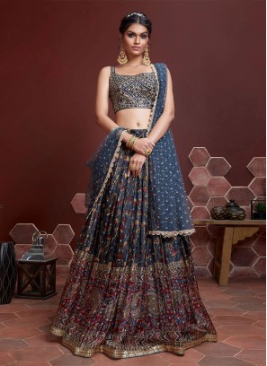 Simplistic Embroidered Chinon Designer Lehenga Choli