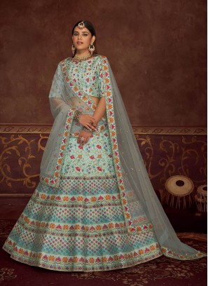 Sky Blue Color Art Silk Lehenga