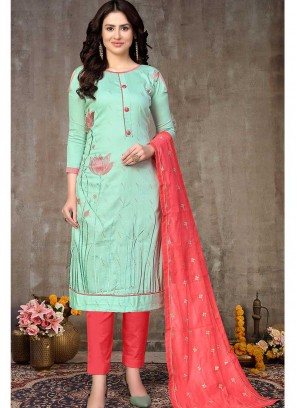 Sky Blue Color Cotton Salwar Suit