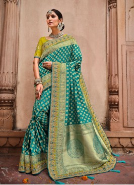 Sky Blue Color Indian Wedding Saree