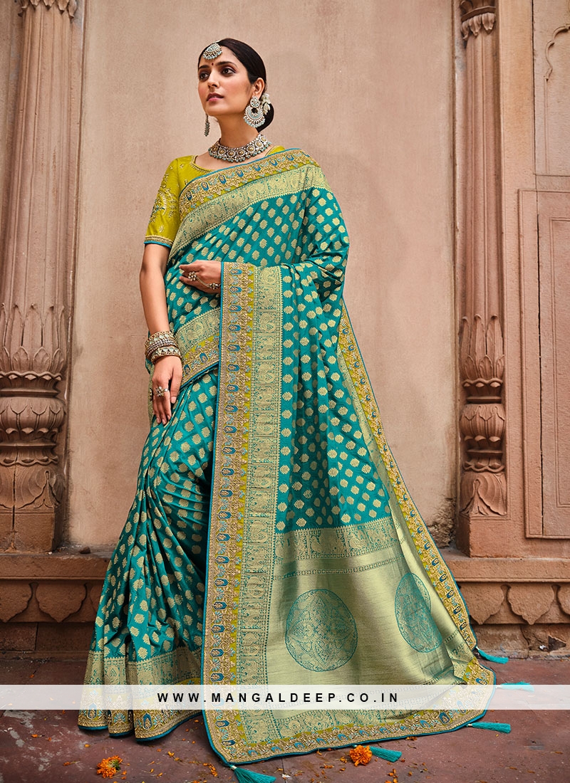 Sky Blue Color Indian Wedding Saree