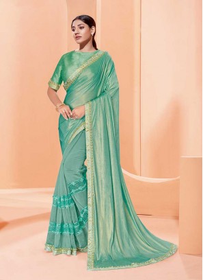 Sky Blue Color Jwel Lace Saree