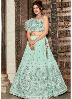 Sky Blue Color Sequins Work Chaniya Choli