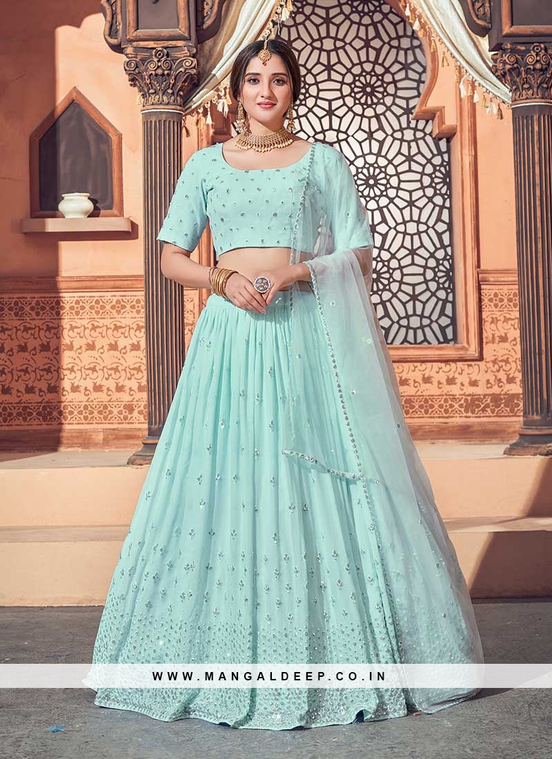 Buy Lehengas Choli | Turkish Blue Zarkan Embroidered Designer Lehenga Choli