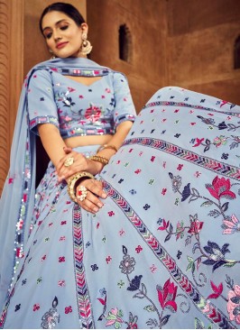 Sky Blue Colour Georgette Lehenga Choli