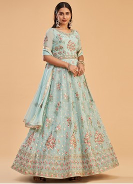 Sky Blue Wedding Function Wear Georgette Anarkali Salwar Suit