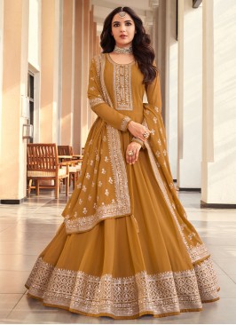 Snazzy Embroidered Mustard Jasmin Bhasin Trendy Salwar Kameez