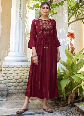 Snazzy Maroon Party Designer Kurti