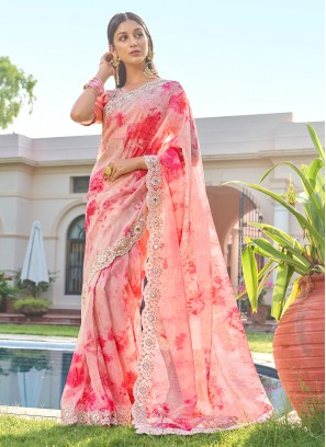 Snazzy Multi Colour Digital Print Designer Saree