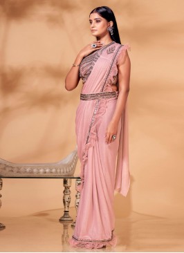 Snazzy Peach Shimmer Classic Saree
