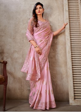 Snazzy Pink Trendy Saree