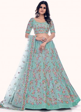 Snazzy Thread Sea Green A Line Lehenga Choli