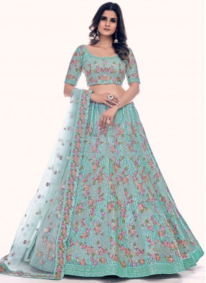 Snazzy Thread Sea Green A Line Lehenga Choli