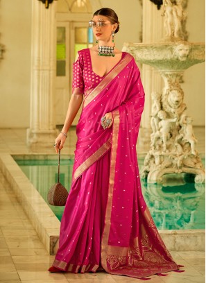 Snazzy Zari Pink Designer Saree
