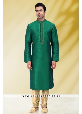 Solid Rama Art Silk Kurta Set For Men