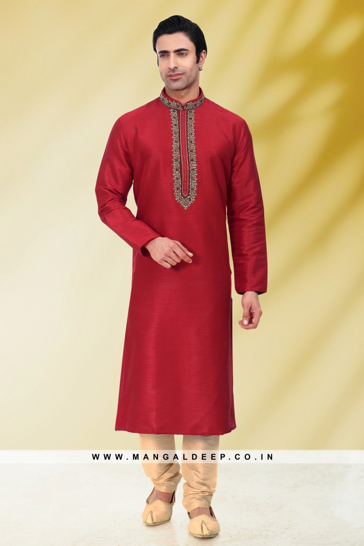 Mens silk kurta pyjama clearance