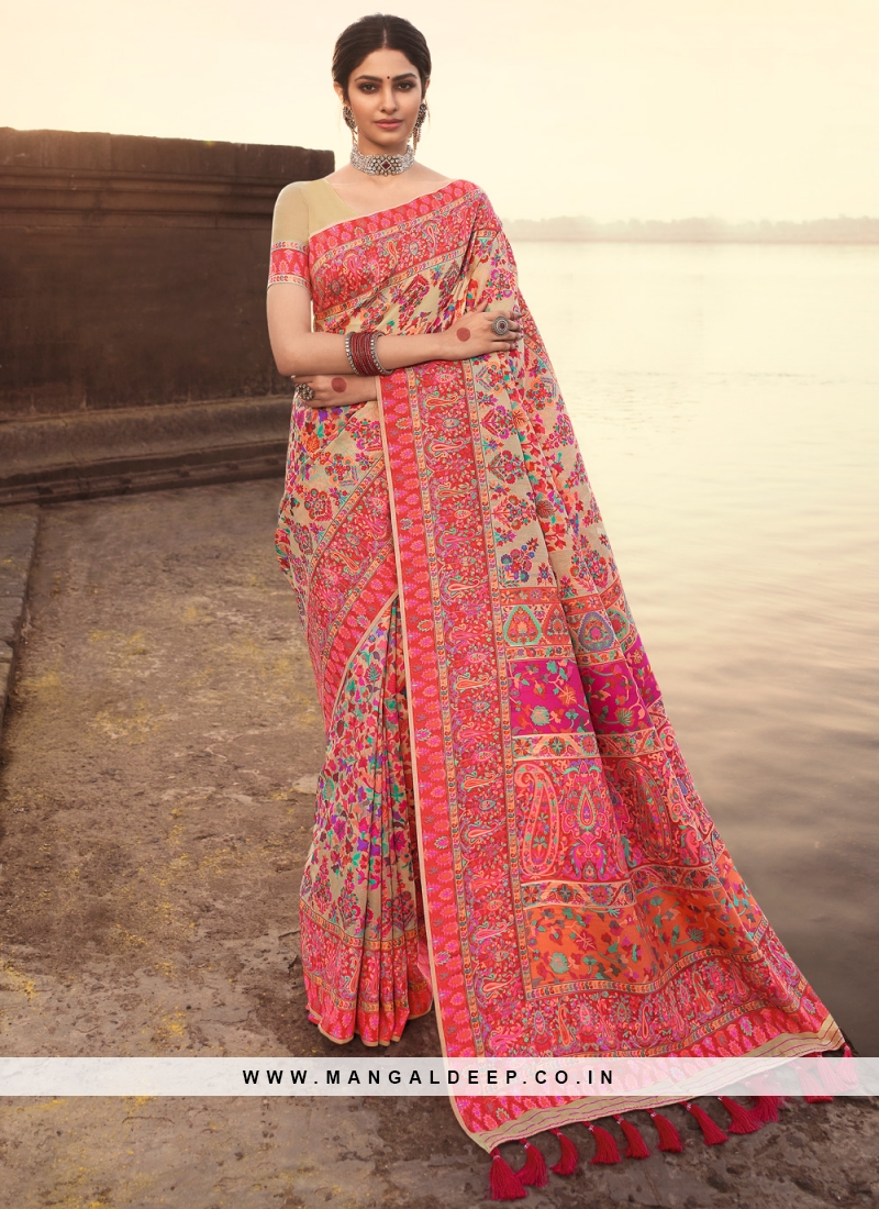 Sonorous Banarasi Silk Multi Colour Weaving Designer Traditional Saree