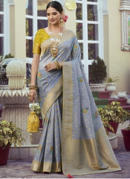 Sonorous Grey Classic Saree