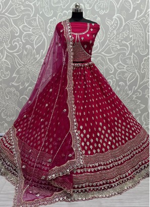 Sonorous Net Rani Thread Work A Line Lehenga Choli