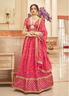 Sonorous Pink Embroidered Trendy Lehenga Choli