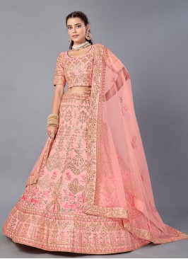 Sonorous Sequins Art Silk Pink Trendy Lehenga Choli