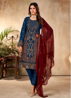 Sonorous Sequins Georgette Pant Style Suit