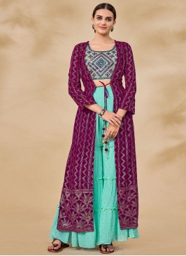 Sonorous Sequins Wine Palazzo Salwar Kameez 