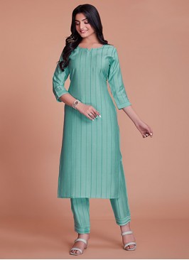 Sonorous Turquoise Plain Viscose Casual Kurti