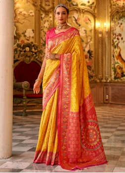 Sonorous Weaving Banarasi Silk Mustard Classic Sar