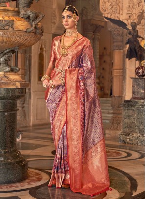 Sophisticated Banarasi Silk Blue Weaving Classic Saree