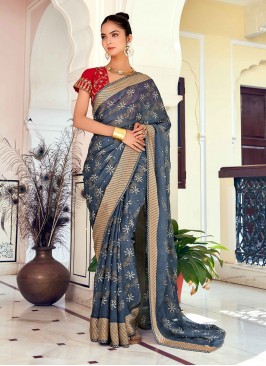 Sophisticated Foil Print Festival Trendy Saree